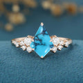 Kite Cut Turquoise Cluster Engagement Ring