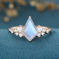 Kite Cut Labradorite Cluster Engagement Ring 