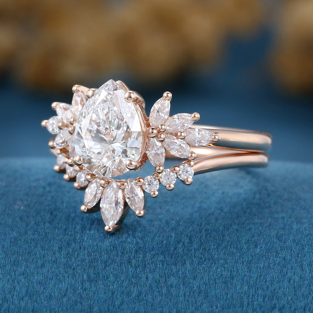Pear cut Lab Grown Diamond Wedding bridal set