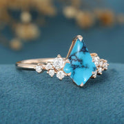 Kite Cut Turquoise Cluster Engagement Ring