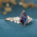 Kite Cut Alexandrite Engagement Ring 