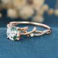 Copy of Nature Inspired Round cut Moissanite Leaf Gold Engagement Ring