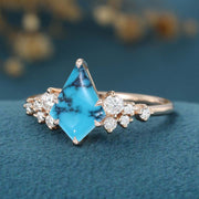 Kite Cut Turquoise Cluster Engagement Ring