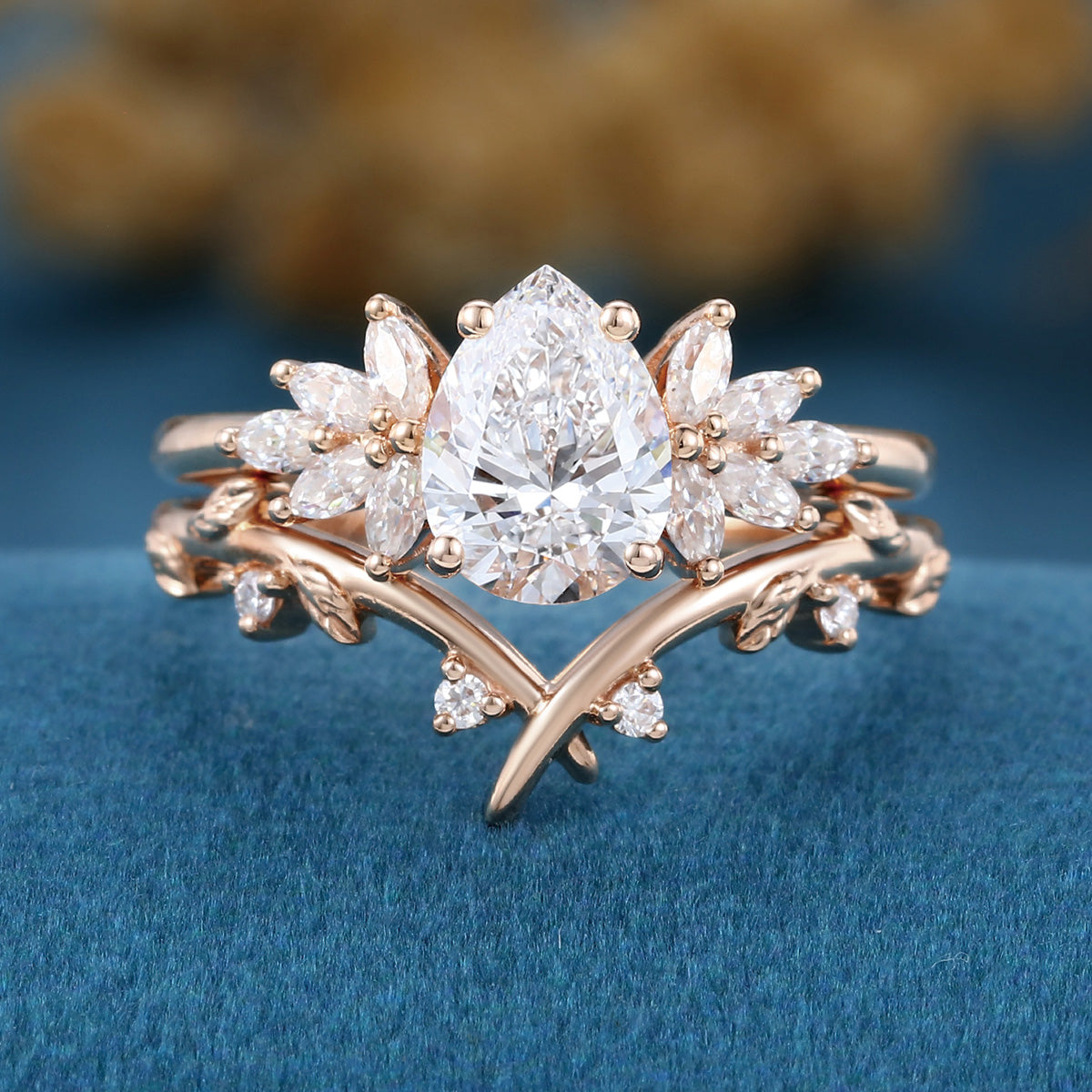 Pear cut Lab Grown Diamond Wedding bridal set