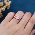 1.1Carat Coffin cut Lab Pink Opal Engagement Ring
