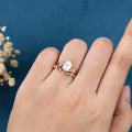 Oval cut Moissanite Rose Gold Matching Moissanite | Lab Grown Emerald Rose Gold Wedding Bridal Set