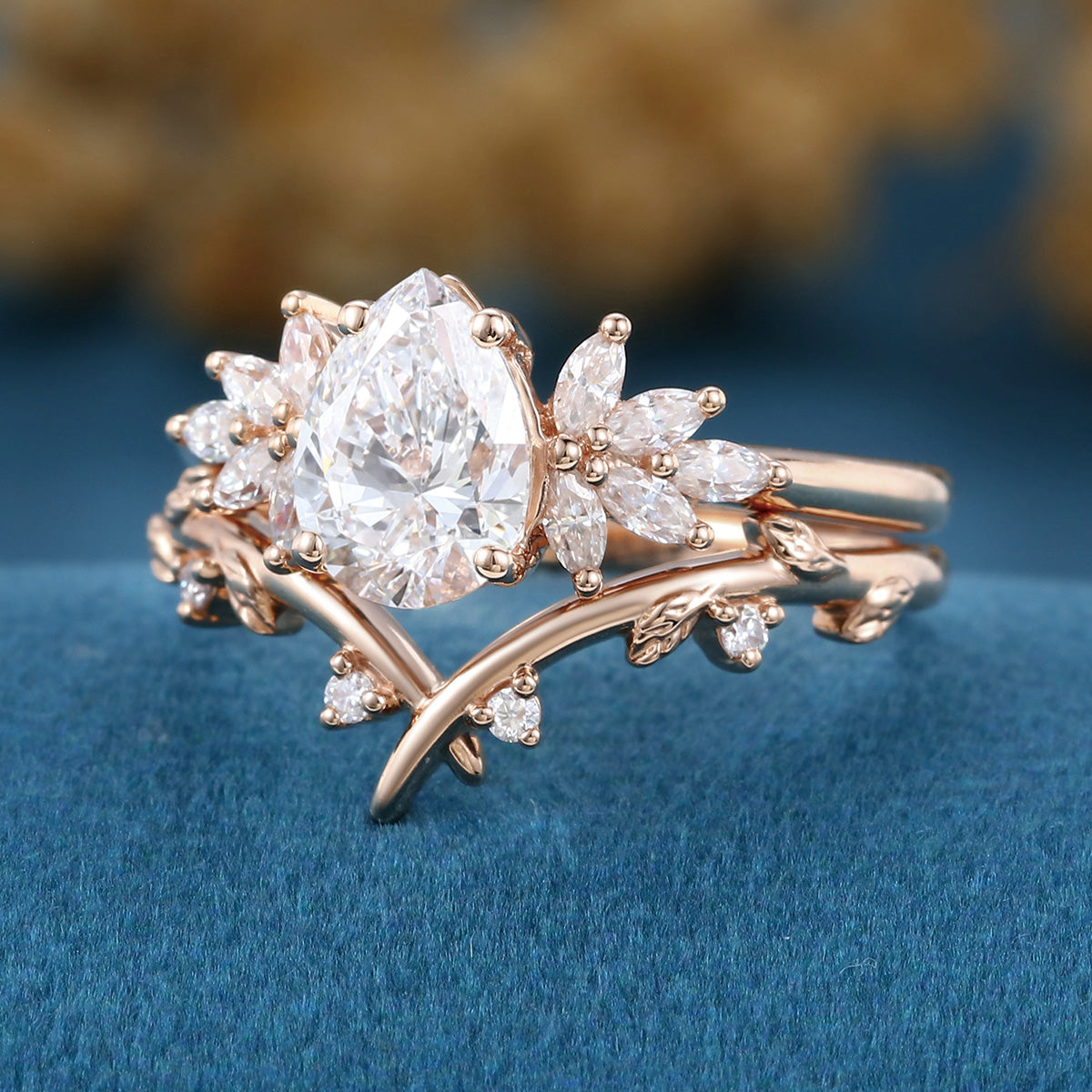 Pear cut Lab Grown Diamond Wedding bridal set