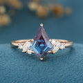 Kite Cut Alexandrite Engagement Ring 