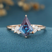 Kite Cut Alexandrite Engagement Ring 