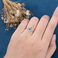 Kite Cut Natural Green Moss Agate Cluster Engagement Ring 