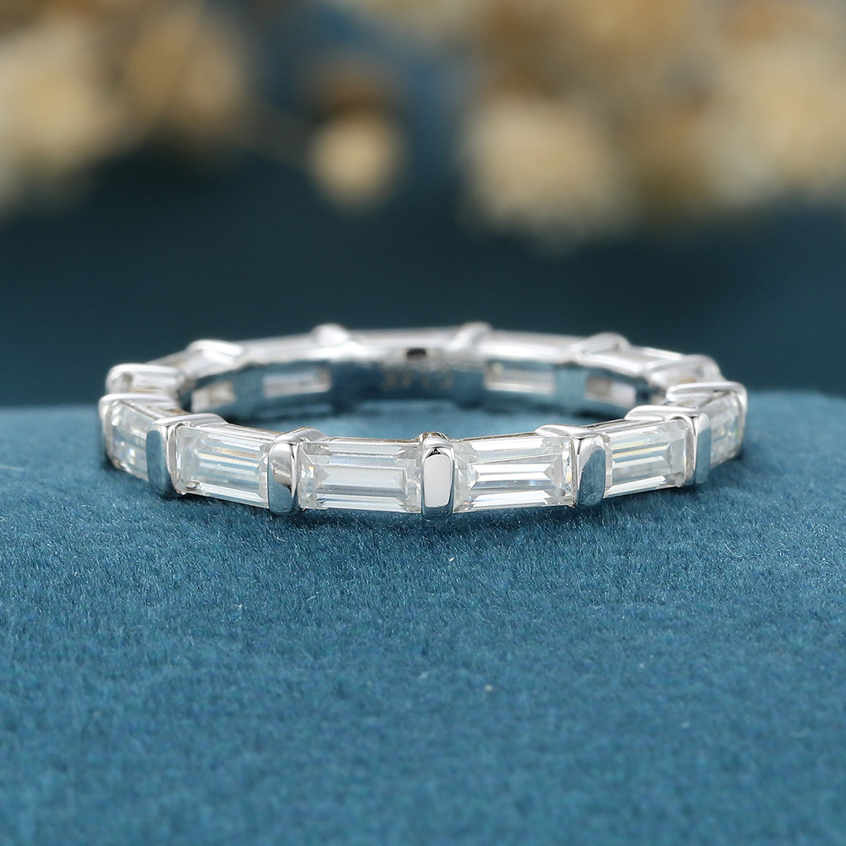 Copy of Round cut Moissanite | Diamond Half Eternity Gold Wedding Band