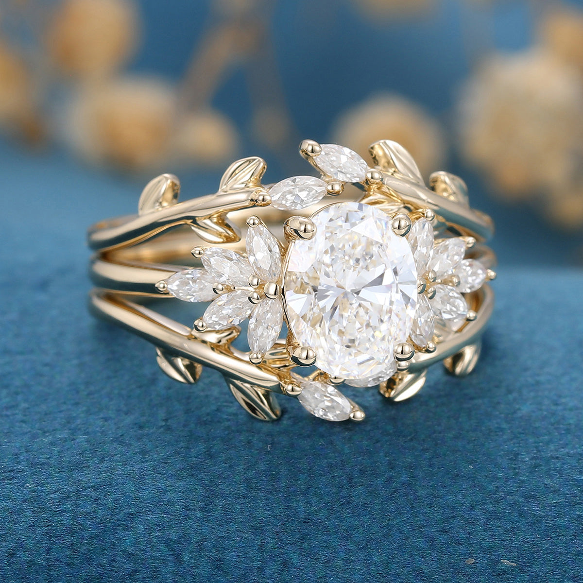 Oval cut 1.5Carat Lab grown Diamond Wedding bridal set