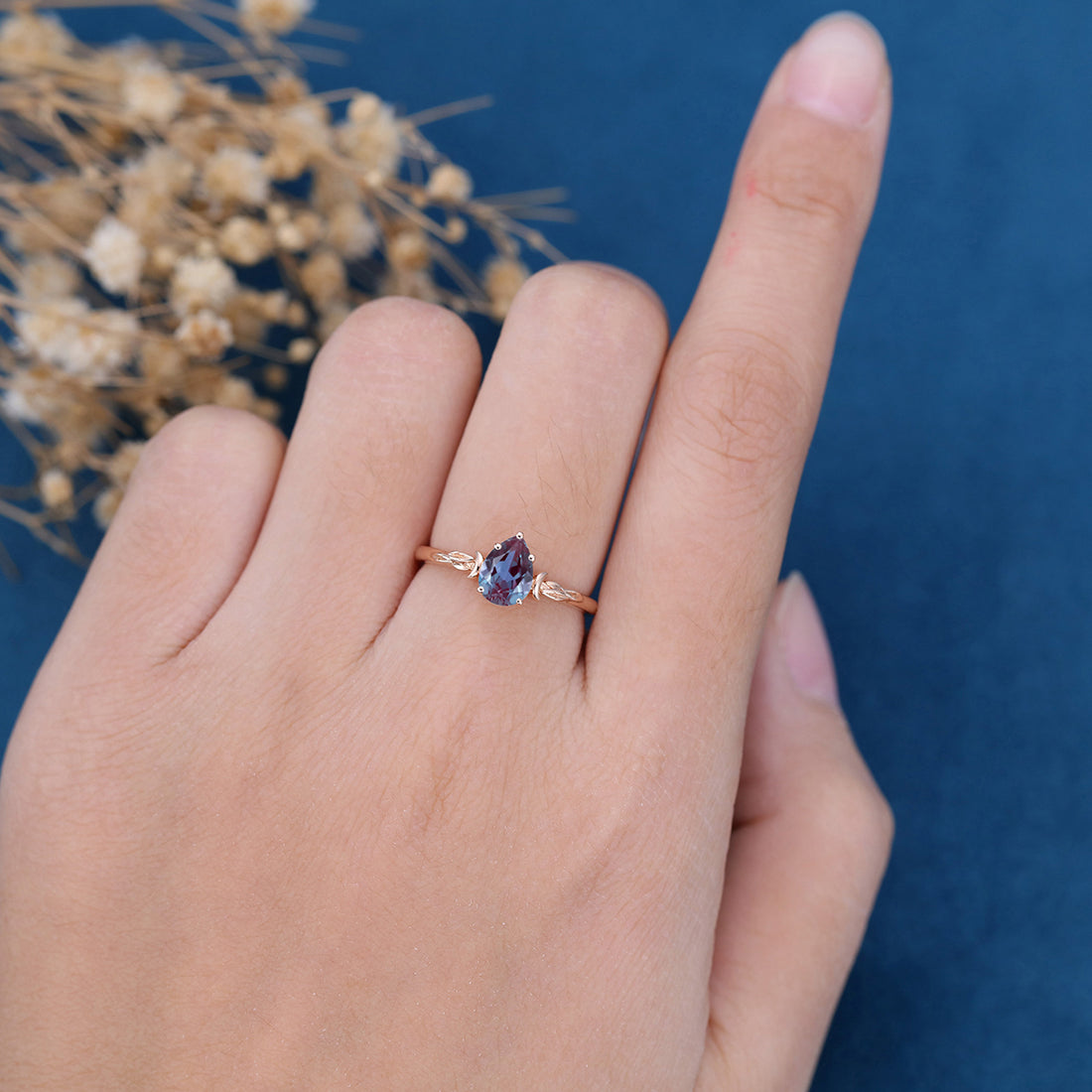 Pear cut Alexandrite Engagement ring