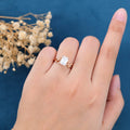 Nature Inspired Emerald cut Moissanite Leaf Gold ring set