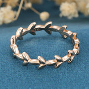 Nature Inspired Leaf branch stacking Gold wedding ring