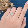 Kite Cut Natural Green Moss Agate Cluster Engagement Ring 