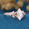 Nature Inspired Marquise cut Moissanite Engagement Ring