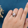 Oval cut Lab Pink Opal Rose Gold Matching Moissanite | Lab Grown Emerald |  Natural Pink Sapphires  Rose Gold Wedding Bridal Set