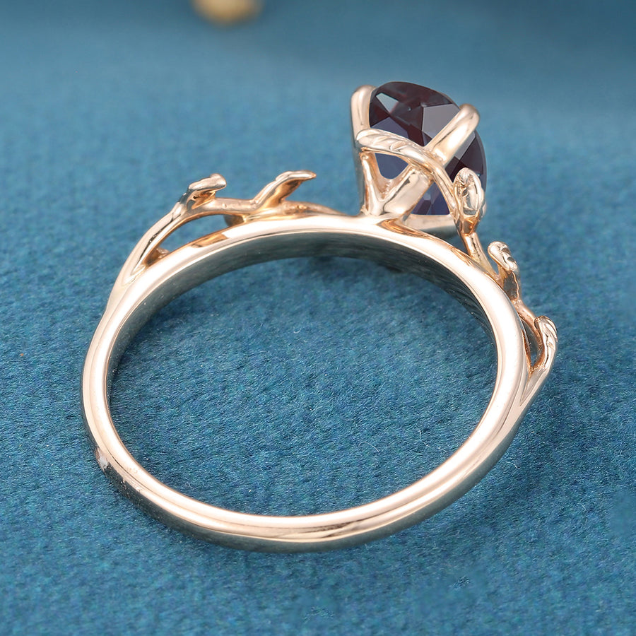 Oval cut Alexandrite Engagement ring 