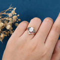 Oval Cut Moissanite+Moss Agate Rose Gold Wedding Bridal set