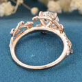 Nature Inspired Round cut Moissanite Leaf Gold Engagement Ring