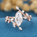 Bezel setting Marquise cut Lab-grown Diamond Rose Gold Engagement Ring