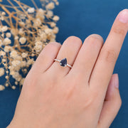 Bezel Set Pear cut Black Onyx Half Eternity Gold Engagement Ring