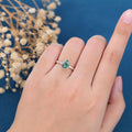 Pear cut Moss Agate Half Eternity Gold Engagement Ring