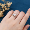 Oval cut Lab-Grown Diamond Engagement ring +Moss agate Wedding Bridal set