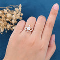 Nature Inspired Hexagon cut Moissanite Leaf ring set