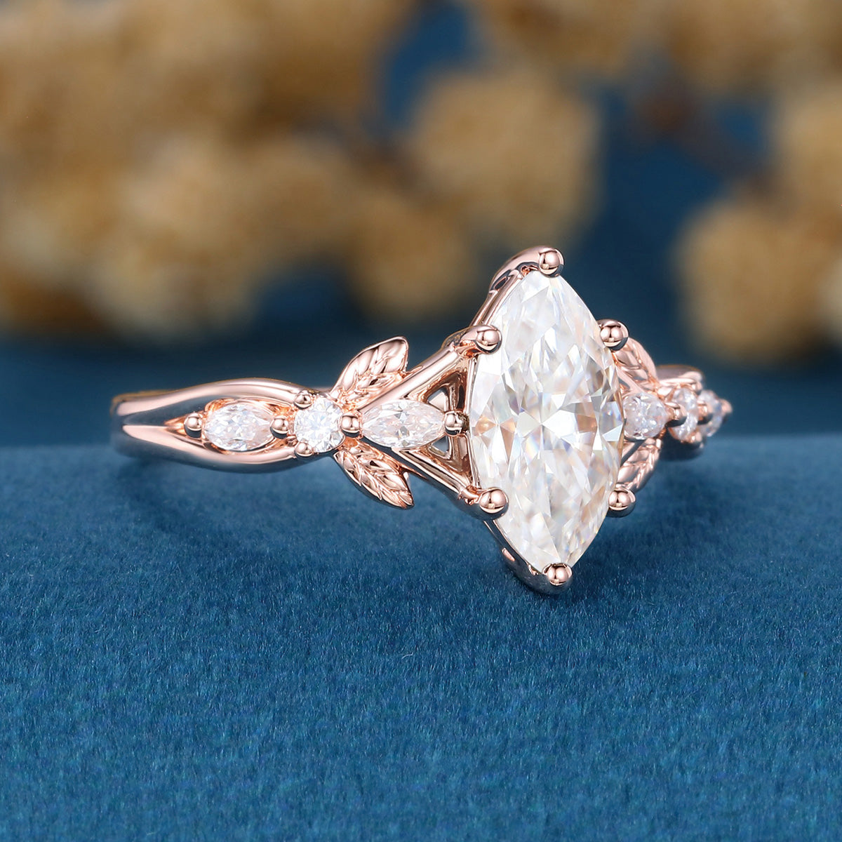 Marquise cut Moissanite Engagement Ring