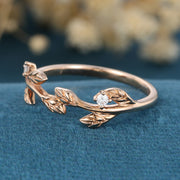 Nature Inspired moissanite | Diamonds Leaf branch stacking wedding ring