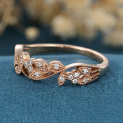 Nature Inspired moissanite | Diamonds Leaf branch stacking Gold wedding ring