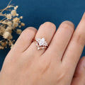 1.0Carat Marquise cut Moissanite Engagement Ring Cluster diamonds Rose Gold Wedding Bridal Set