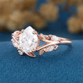 Nature Inspired Pear cut Moissanite Engagement Ring