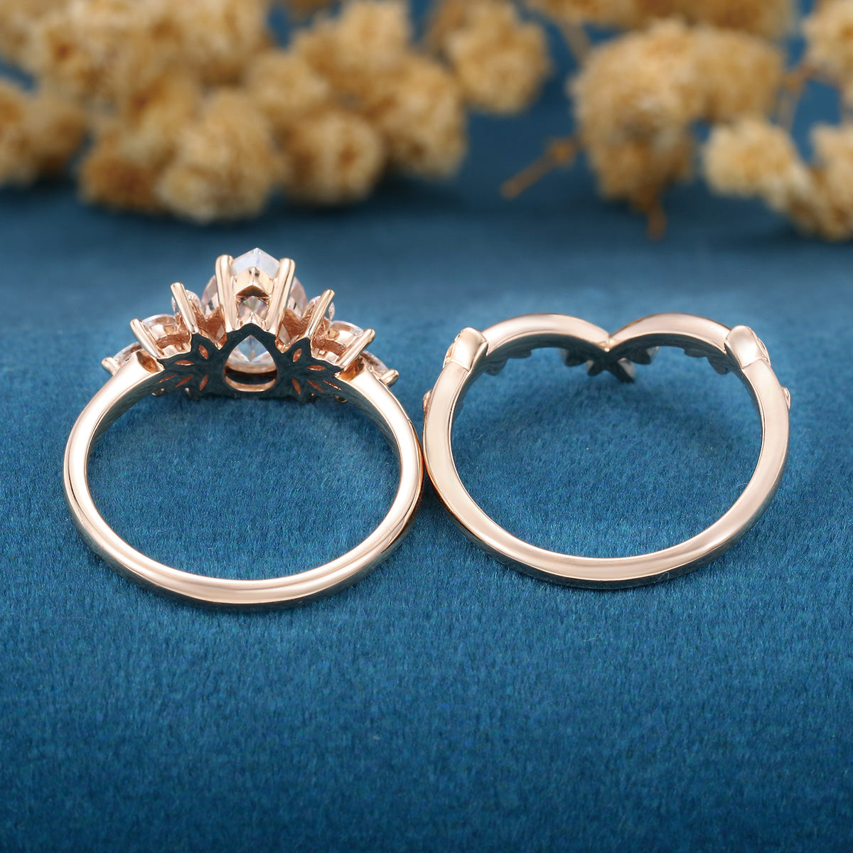 Pear cut Lab Grown Diamond Wedding bridal set