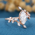 Bezel setting Marquise cut Lab-grown Diamond Rose Gold Engagement Ring