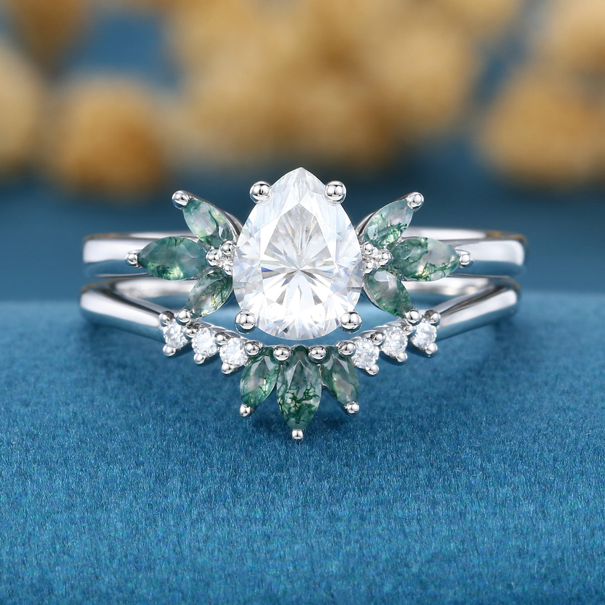 1.2Carat Oval cut Moissanite Engagement ring Bridal Set (Copy)