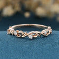 Nature Inspired moissanite | Diamonds Leaf branch stacking Gold wedding ring