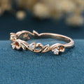 Nature Inspired moissanite | Diamonds Leaf branch stacking Gold wedding ring