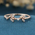 Nature Inspired moissanite | Diamonds Leaf branch stacking Gold wedding ring