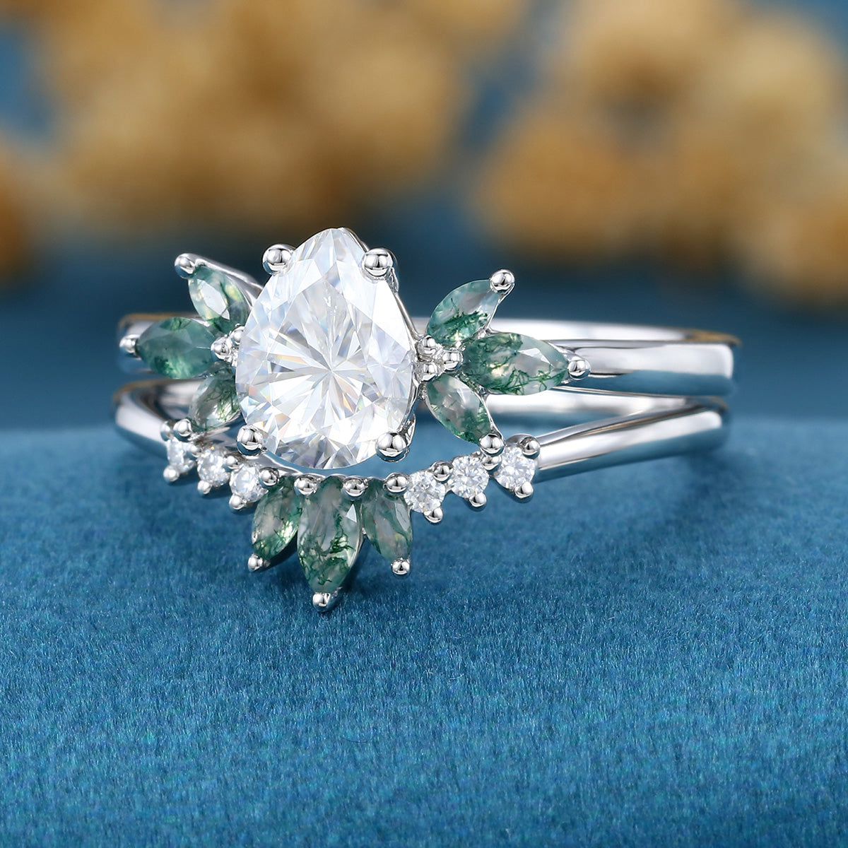 1.2Carat Oval cut Moissanite Engagement ring Bridal Set (Copy)