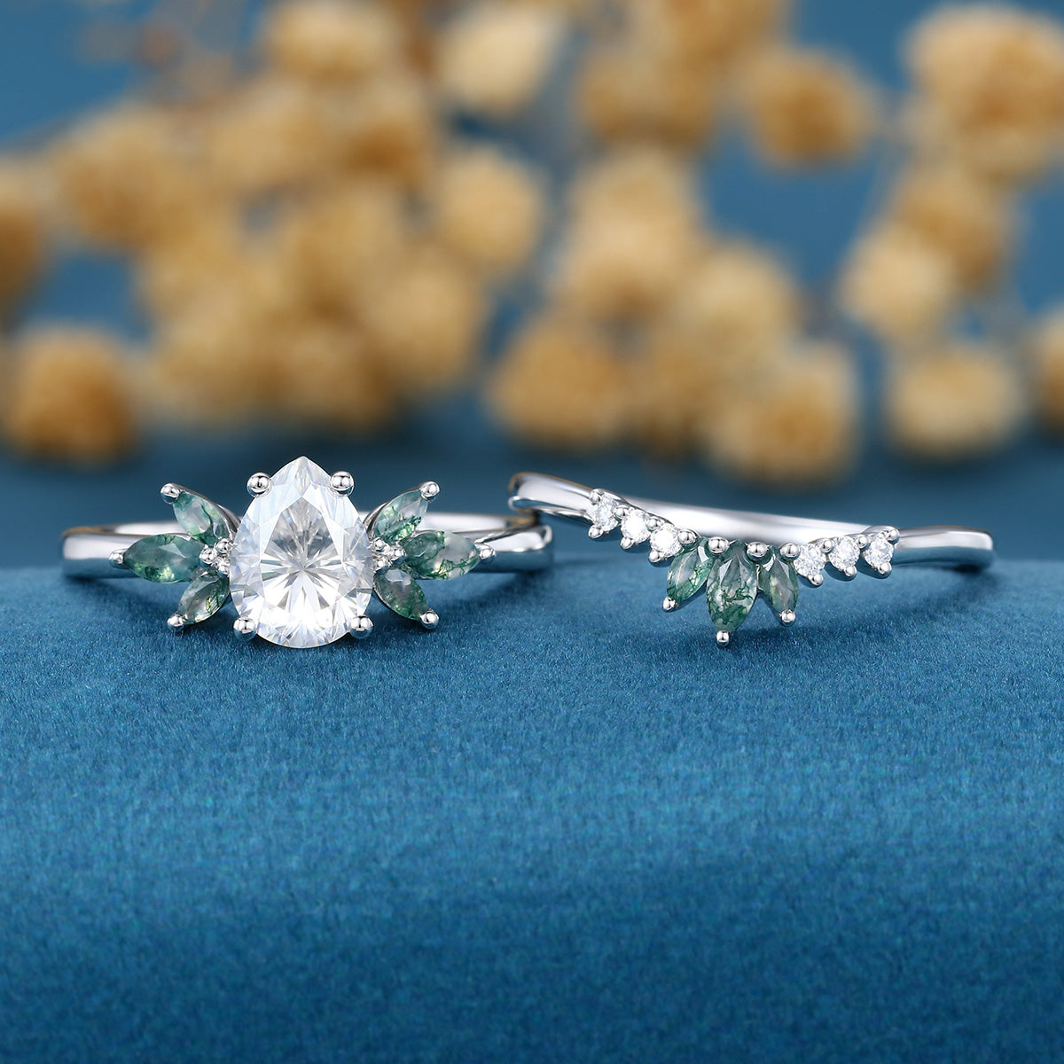 1.2Carat Oval cut Moissanite Engagement ring Bridal Set (Copy)
