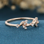 Nature Inspired moissanite | Diamonds Leaf branch stacking Gold wedding ring