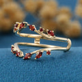 Nature Inspired Garnet Double Curved Wedding Band