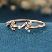 Nature Inspired moissanite | Diamonds Leaf branch stacking Gold wedding ring