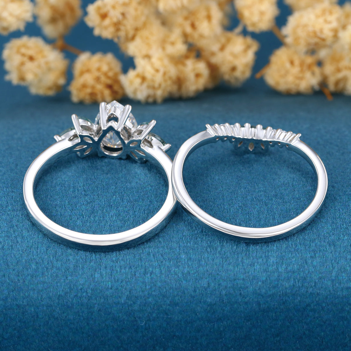 1.2Carat Oval cut Moissanite Engagement ring Bridal Set (Copy)