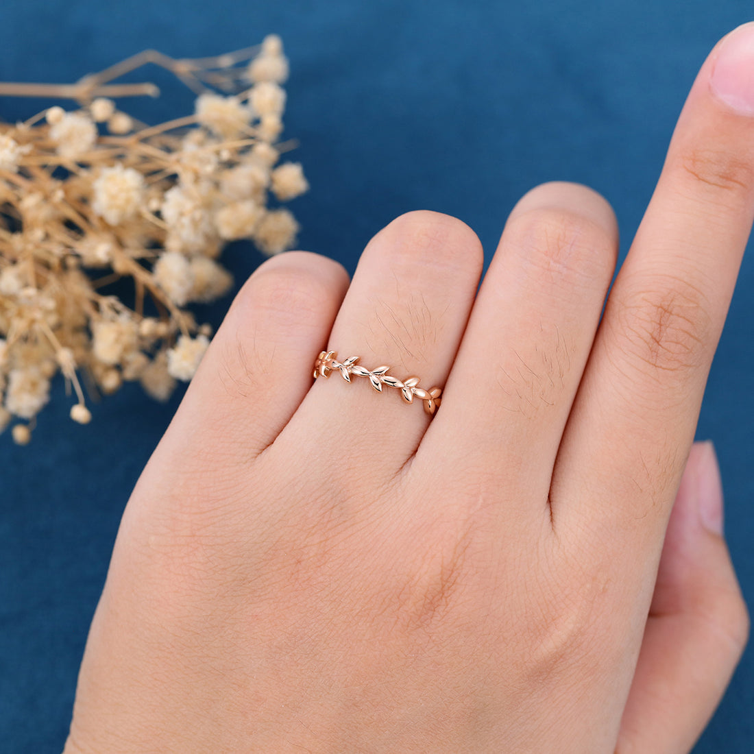 Nature Inspired Leaf branch stacking Gold wedding ring