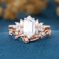 Hexagon cut Lab grown Diamond Wedding bridal set
