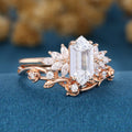 Hexagon cut Lab grown Diamond Wedding bridal set